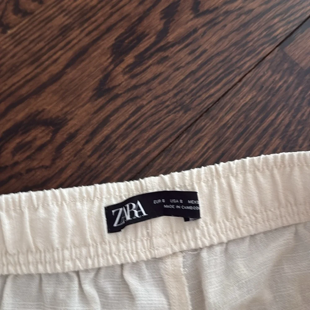 Zara cream linen drawstring pant
